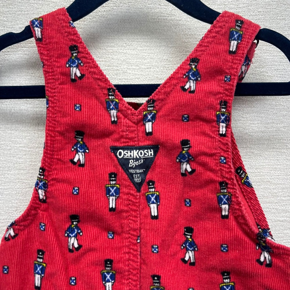 OshKosh Bgosh‎ Vestback Kids Red Corduroy Nutcracker Soldier Lined Overalls 12M - Picture 10 of 11